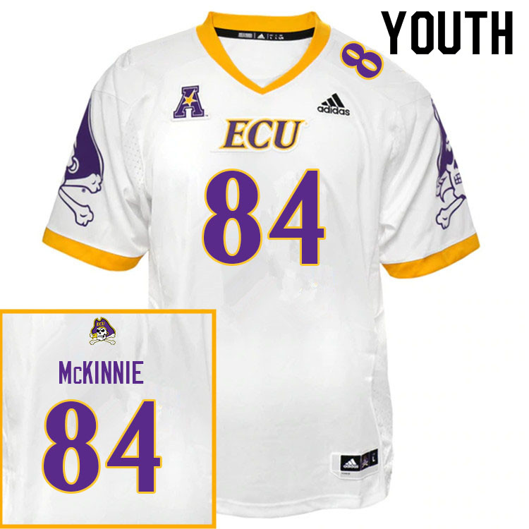 Youth #84 D'Angelo McKinnie ECU Pirates College Football Jerseys Sale-White - Click Image to Close